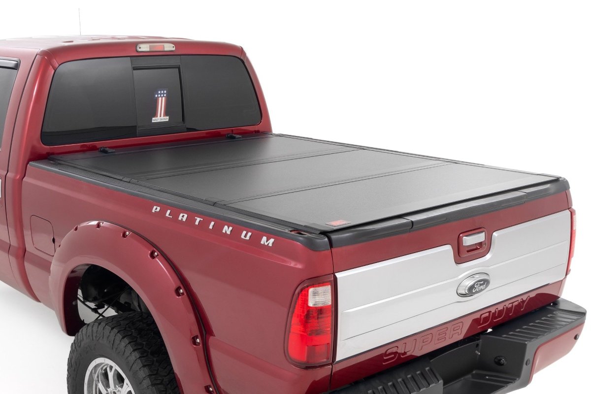 Ford F-250 Super Duty Hard Tri-Fold Flip Up Bed Cover - Rough Country - Rough Country - '99-'16